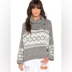 Free people button cowl neck wool blend sweater
